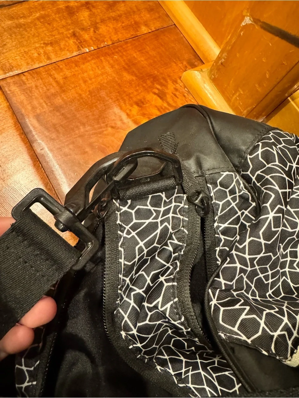 Nike Black and White Geometric Sport Duffel - Picture 8 of 10
